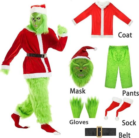 The Grinch Costume, Grinch Costume, Grinch Costumes, Big Monster, Monster Costume, Bmw Vintage, Monster Costumes, Mask For Men, Green Santa