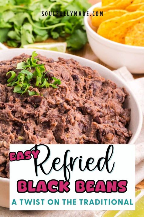 Refried Black Beans Recipe From Can, Refries Black Beans Recipe, Refried Black Beans Recipe, Homemade Refried Black Beans, Black Bean Refried Beans, Easy Refried Beans, Traditional Refried Beans, Refried Black Beans, Black Beans Recipe