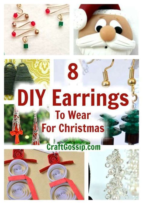 8 DIY Earrings To Wear For Christmas Homemade Christmas Jewelry, Christmas Accessories Diy, Holiday Earring Ideas, Christmas Earing Diy, Diy Christmas Pins To Wear, Christmas Jewelry Diy Earrings, Christmas Diy Earrings, Beaded Christmas Ornaments Diy Tutorials, Christmas Earrings To Make