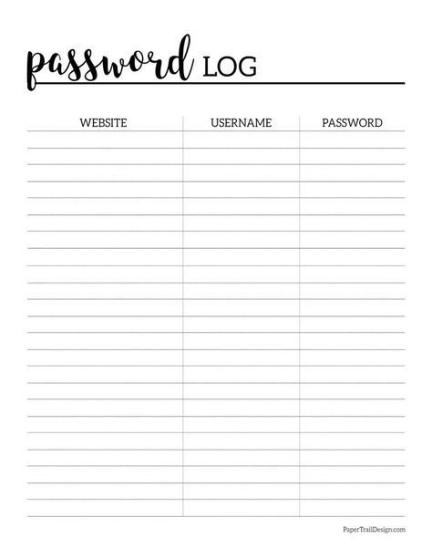 Business Forms Templates Free Printable, Password Log Template, Cleaning Template Printable, Bill Organization Printables Free, To Do List Template Free Printable, Free Journal Printables Templates, Password Template, Password Tracker Printable, Printable Password Log