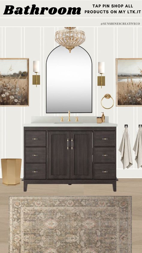 Moody Neutral Bathroom, Bathroom Studio Mcgee, Bathroom Moodboard, Modern Traditional Bathroom, Traditional Powder Room, Clawfoot Tubs, Modern Fixtures, Bedroom Coastal, Bathroom Elegant