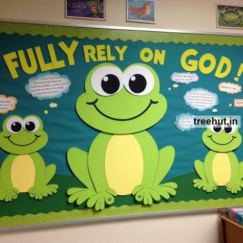 Frog Bulletin Board Ideas Green Board Decoration Ideas For School, Frog Bulletin Board Ideas, Board Decoration Ideas School, Folder Decoration, Frog Bulletin Boards, Bulletin Board Ideas For School, Notice Board Decoration, Class Board Decoration, School Bulletin Board Ideas