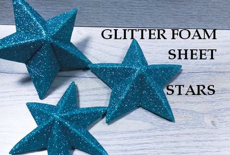 Foam Sheet Crafts Decor, Glitter Sheet Decoration Ideas, How To Make Star With Paper, Glitter Sheet Craft, Glitter Paper Crafts Diy, How To Make Star, Foam Sheet Crafts For Kids, Glitter Paper Crafts Decoration, Glitter Sheets Crafts Ideas