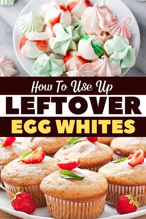 Wondering how to use up leftover egg whites if you've made flan or custard lately and don’t know what to do with them? From macaroons to muffins to cakes, there are plenty of ways to use leftover egg whites. Ways To Eat Egg Whites, Desserts Using Egg Whites, Recipe With Egg Whites, Liquid Egg Whites Recipes, What Can I Make With Egg Whites, Things To Make With Egg Whites, What To Do With Egg Whites, What To Make With Egg Whites, Recipes Using Egg Whites