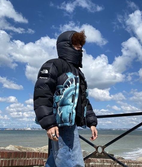 North Face Jacket Aesthetic, Jp The Wavy, Winter Fashion For Men, Jacket Aesthetic, Male Aesthetic, North Face Nuptse, Street Wear Fashion, Mens Puffer Jacket, Winter Fashion Trends