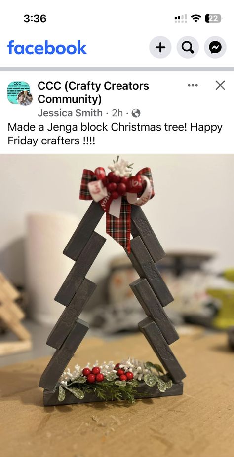 Diy Christmas Crafts Using Jenga Blocks, Jenga Christmas Tree Diy, Jenga Blocks Christmas Tree, Jenga Block Diy Crafts, Dollar Tree Tumbling Tower Blocks Diy Christmas, Tumbling Tower Block Christmas Tree, Dollar Tree Jenga Block Christmas Crafts, Jenna Block Christmas Tree, Jenga Block Christmas Crafts Diy