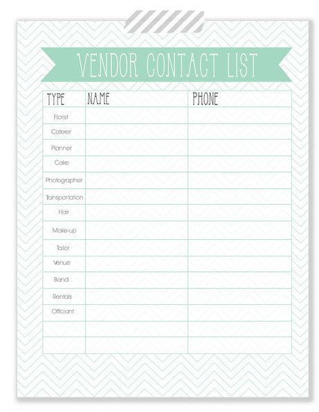 The Woodlands Wedding Blog: Wedding Planner Vendor Contact Printable - Woodlands Bride: Northwest Houston's Ultimate Wedding Resource Wedding Bujo, Wedding Planner Office, Wedding Planner List, Quince Stuff, Wedding Guest List Template, Dyi Wedding, Wedding Planning List, Wedding Planner Checklist, Planner Journaling