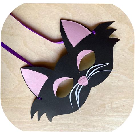 Cat theme party mask.. This cat mask is perfect for kids and adults and can be made simply with paper with detailed instructions. It is very simple to make with easy to follow steps. Follow the link for tutorial. This will also be a fun craft for kids to make. Will be a super fun idea for costume party in school or for Halloween. Cat Mask Paper Plate, Mask Making Craft, Cat Costume Kids Diy, Mask Craft Ideas, Cat Diy Costume, Diy Cat Mask, Cat Mask For Kids, Animal Costume Ideas, Mask Making For Kids