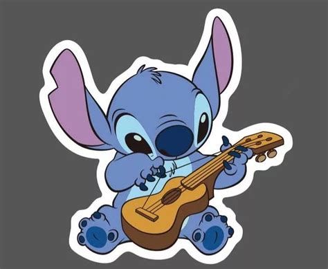 Stitch Playing Guitar, Lilo And Stitch Stickers, Cartoon Notebook, Skateboard Graffiti, Graffiti Cartoon, Suitcase Stickers, Iphone Stickers, Lilo Y Stitch, Tumblr Stickers