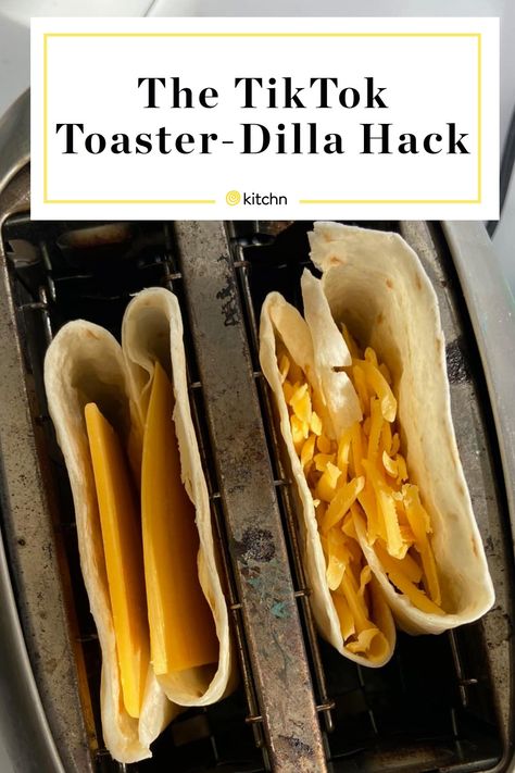 TikTok led us to the fastest quesadilla cooking method I’d ever seen: the toaster-dilla. Toaster-dillas don’t require a pan or even a cheese grater, and promise actually crispy tortillas with melted gooey cheese in under two minutes. Get your toaster ready. Toaster Recipes, Viral Recipes, Low Carb Low Fat Recipes, Cheese Wrap, Breakfast Wraps, Sandwich Toaster, Diet Recipes Easy, Cheese Quesadilla, Quesadilla Recipes