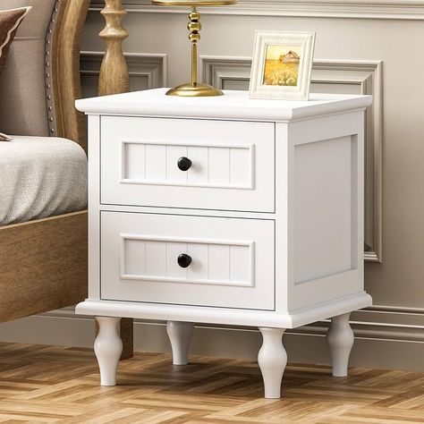 Amazon.com: Scurrty Nightstand Set of 2, Antique Style End Table with 2 Drawers, Taller Nightstand for Bedroom, Side Table for Bedroom (White, Double) : Home & Kitchen Space Flowers, Multipurpose Cabinet, Side Table For Bedroom, Nightstand With Drawers, Bedroom Side Table, Style End Table, Simple Nightstand, Farmhouse Nightstand, Tall Nightstands