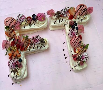 Meringue Letters, Meringue Girls, Cloud Cake, Meringue Kisses, Pink Food Coloring, Edible Gold, Cocoa Nibs, Strawberry Blueberry, Pink Foods