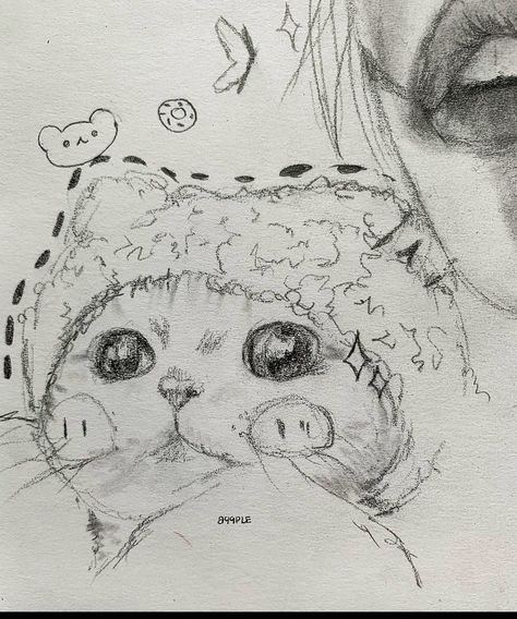 Simple Cat Art, Cat Sketch Drawing, Cat Drawing Sketches, Cat Drawing Ideas, Cats Art Drawing, Arte Punk, Painting Cat, Cat Sketch, Cute Sketches