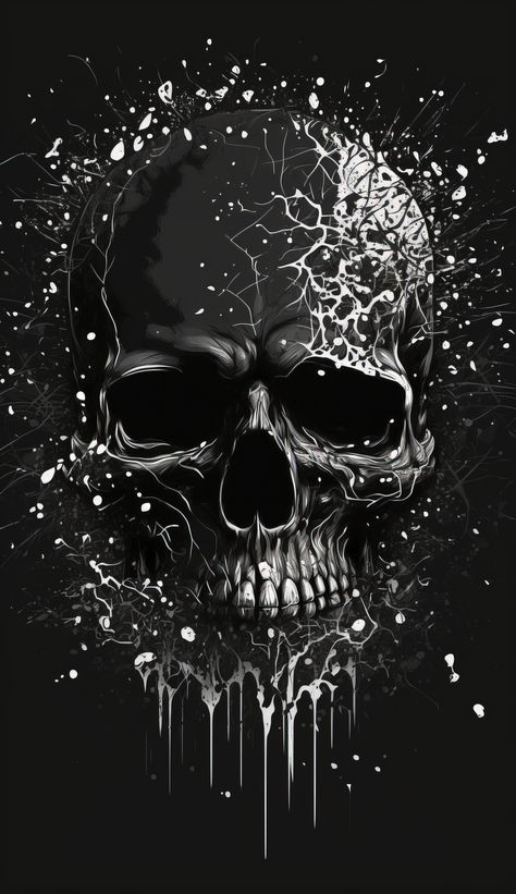 @VuSang Black And White Skull Aesthetic, Black Skulls Wallpaper, Trill Art, Halloween Wallpaper Iphone Backgrounds, Gothic Wallpaper, Coffee Smoothie, Liquid Ink, Stanley Quencher, Skull Artwork