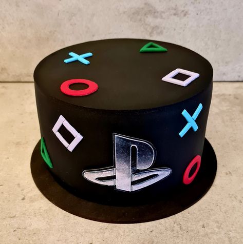 Playstation 4 Cake, Playstation Theme Cake, Gamers Cake Ideas, Ps4 Birthday Cake, Play Station Cakes For Boys, Ps4 Cake Ideas, Play Station Birthday Cake Ideas, Playstation Cakes For Boys, Gamer Bday Cake