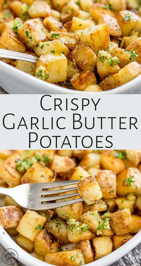 Brabant Potatoes, Garlic Butter Potatoes, Potatoes Crispy, Butter Potatoes, Fest Mad, Crispy Garlic, Potato Recipes Side Dishes, Potato Sides, Easy Side Dish