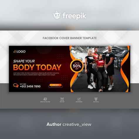 Pullup Banner Design Inspiration, Youtube Banner Bodybuilding, Fitness Banner Design, Gym Design Social Media, Gym Poster Design Banner Template, Gym Banner, Logo Shapes, Social Media Poster, Flyer And Poster Design