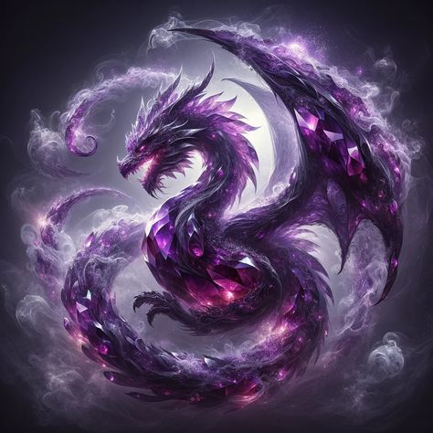 Black And Purple Dragon Art, Purple Dragon Aesthetic, Purple Dragon Art, Violet Dragon, Purple Dragons, Amethyst Dragon, Magical Dragon, Mythical Creatures Fantasy, Mythical Dragons