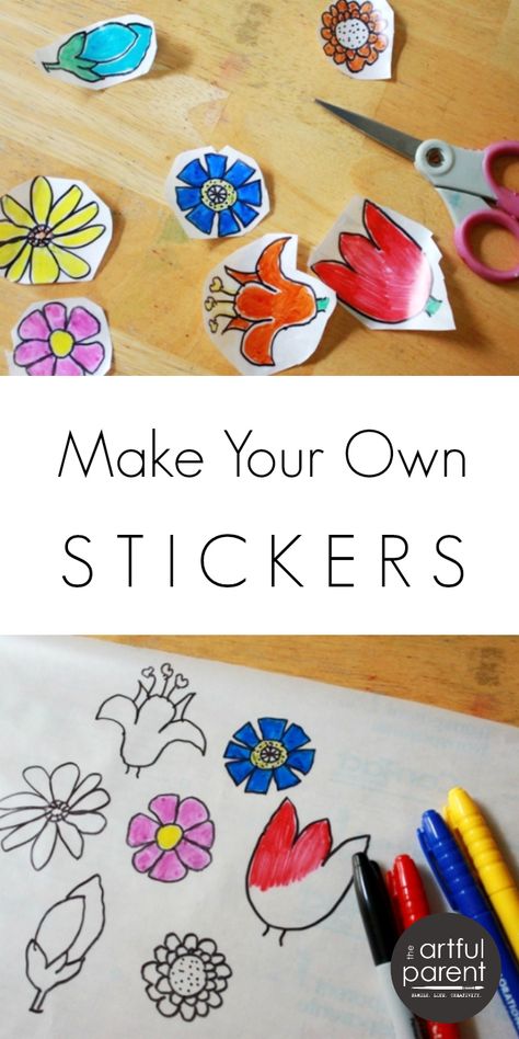 Make your own stickers with this easy DIY method and some contact paper. This creative activity for kids gives them free reign to create their own stickers. Contact Paper Crafts For Kids, Paper Crafts For Kids Easy, Contact Paper Crafts, Crafts For Kids Easy Diy, Diy Girls Bedroom, Crafts For Kids Easy, Homemade Stickers, How To Make Stickers, Creative Activities For Kids