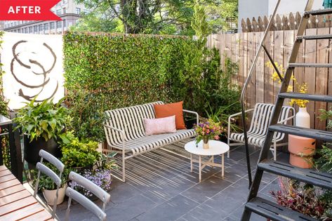 Easy Rental-Friendly Patio Redo | Apartment Therapy Paint Concrete Patio, Outdoor Makeover, Easy Patio, Patio Privacy, Privacy Walls, Bamboo Fence, Apartment Patio, Patio Makeover, Outdoor Living Room