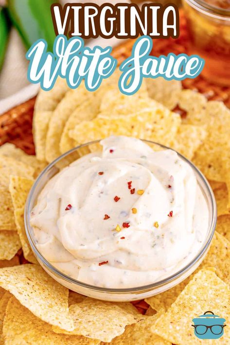 A Norfolk city favorite, this Virginia White Sauce is a thick and creamy sauce that became a popular dip at a favorite local Mexican restaurant! El Toro White Sauce, Mexican White Salsa, Plaza Azteca White Sauce, Mexican Restaurant White Sauce, White Salsa Recipe, Mexican White Dip, Salsa Ideas, Mexican White Sauce, White Salsa