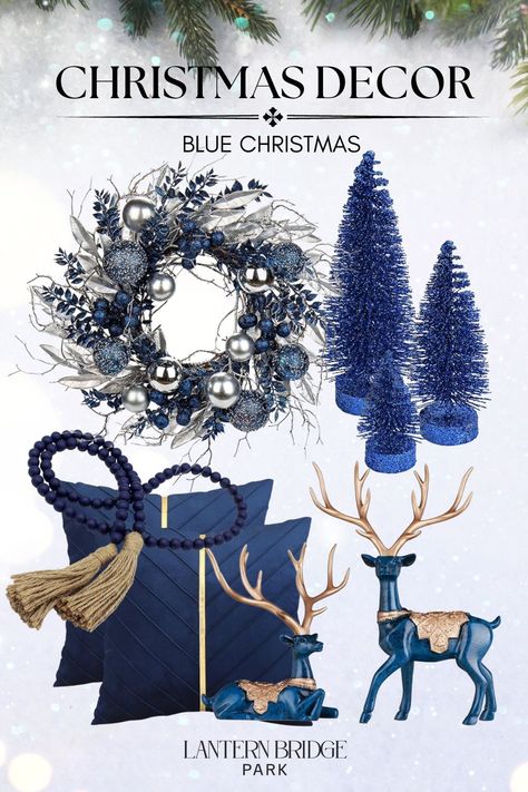 Navy Blue Xmas Decor, Royal Blue And Gold Christmas Decor, Blue Christmas Kitchen Decor, Blue Sliver White Christmas Tree Decor, Dark Blue And Gold Christmas Tree, Blue Silver Gold Christmas Decor, Gold And Blue Christmas Tree Decorations, Navy And Gold Christmas Decor, Christmas Tree Blue And Gold