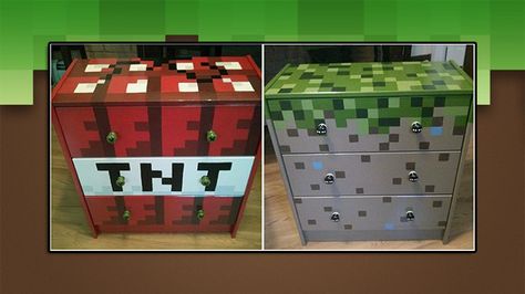 15 Real Life Minecraft Products That You Can NEVER Buy - Gearcraft Minecraft Dresser, Minecraft Redstone Tutorial, Real Life Minecraft, Minecraft Room Decor, Minecraft Bedroom Decor, Diy Minecraft, Minecraft Bedroom, Minecraft Room, Basement Design Ideas