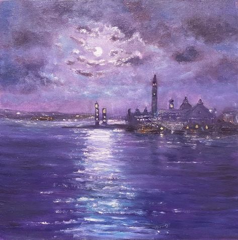 Moon Lights, London Painting, Purple Aesthetic Background, Purple Night, Purple Painting, Violet Aesthetic, Purple Vibe, Lavender Aesthetic, Mazzy Star