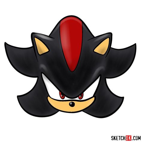 Shadow The Hedgehog Face Paint, Shadow The Hedgehog Drawing Easy, Shadow From Sonic Drawing, Shadow Drawing Sonic, Shadow Cake Sonic, Shadow Sonic Drawing, How To Draw Shadow The Hedgehog, Sonic Drawings Easy, Shadow The Hedgehog Drawing