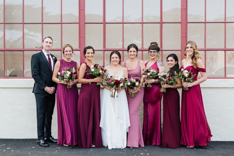 Mismatched pink bridesmaid dresses #wedding #love #weddingphotography#bridesmaiddress #weddinginvitations#weddingdress #weddinggown #weddinginspo #bride #weddedbliss #weddingstyle #weddingfun #weddingceremony #marryingmybestfriend #weddingday #weddingchicks Magenta Bridesmaid Dresses Mismatched, Berry Pink Bridesmaid Dresses, October Wedding Bridesmaid Dresses, Pink And Teal Bridesmaid Dresses, Maroon And Pink Bridesmaid Dresses, Magenta Wedding Bridesmaid, Dark Pink Wedding, Dark Pink Bridesmaid Dresses, Mismatched Pink Bridesmaid Dresses