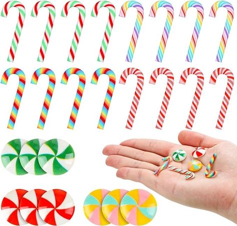 Amazon.com: 120 Pcs Mini Christmas Candy Cane Peppermint Ornaments Xmas Rainbow Fake Candy Decorations Tiny Candy Canes for Crafts No Hole Hanging Candy Cane Beads for DIY Scrapbooking (Multicolor,Cute Size) : Home & Kitchen Fake Candy Decorations, Peppermint Ornaments, Peppermint Christmas Decorations, Peppermint Ornament, Christmas Candy Cane Decorations, Green Candy Canes, Fake Candy, Candy Cane Decorations, Mini Candy Canes