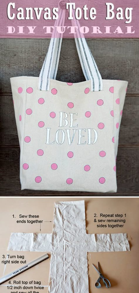 Sew Canvas Bag, How To Make A Cloth Bag, How To Make Cloth Bags, Canvas Tote Bag Diy, Canvas Bag Tutorial, Sewing Canvas Bag, Canvas Totes Ideas, Home Made Bags, Sewing Projects Tote Bags