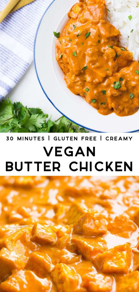 Ayam Mentega, Vegan Butter Chicken, Butter Chicken Recipe, Like Chicken, Vegan Curry, Makanan Diet, Dinner Healthy, Vegan Keto, Vegan Meal