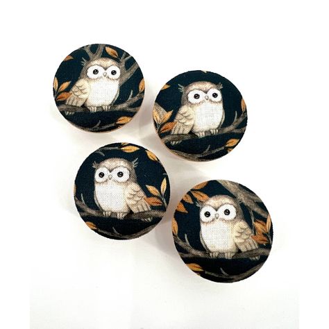 Little Owls Set Of 4 Custom Wooden Drawer Knob Pulls. *Please Let Me Know If You Need A Specific Number Of Knobs Made And I Will Create Them For You. Using A Durable, Wooden Drawer Knob, I Carefully And Securely Attach A Piece Of Fabric Using A Non-Toxic Adhesive. I Then Use A Non-Toxic Seal To Coat The Image So That These Knobs Will Look Great For Years To Come! Can Be Wiped Clean With A Damp Cloth. The Fabric Image Is Only Attached To The Top Portion Of The Knob (As Seen In The Photo). But Ple Female Cow, Madonna Statue, Playroom Rules, Little Owls, Wooden Drawer, Bedroom Accent, Wooden Drawers, Drawer Knob, Velvet Pumpkins