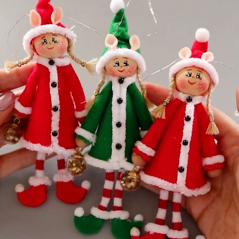 Diy Christmas Elves, Elf Diy, Posable Elf, Christmas Tree Fairy, Christmas Elves, Elves And Fairies, Christmas Crafts To Make, Elf Ornaments, Christmas Crafting