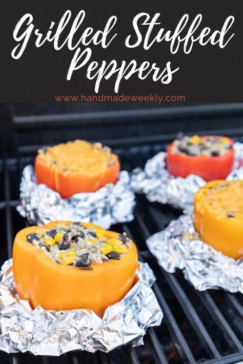 Stuffed peppers on the grill | The Ultimate Pinterest Party Week 258 Peppers On The Grill, Grilled Stuffed Peppers, Baked Brie Appetizer, Basmati Rice Recipes, Easter Side Dishes, Quick Lunch Recipes, Baked Brie, Barbecue Recipes, On The Grill