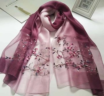 Embroidery Scarf, Michael Kors Scarf, Silk Pattern, Embroidered Scarf, Fashion Top Outfits, Scarf Women Fashion, Circle Scarf, Indian Designer Outfits, How To Wear Scarves