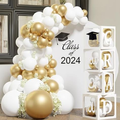 Sergio M's Amazon Page Graduation Party Ideas Fancy, Beige Graduation Party, Gold And White Graduation Party Ideas, Gold Graduation Centerpieces, Elegant Graduation Party Ideas, Neutral Graduation Party, White And Gold Graduation Party, Aesthetic Grad Party, College Grad Party Decor