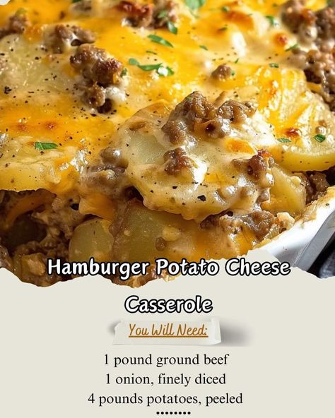 Hamburger Recipes Easy, Cheese Potato Casserole, Hamburger Potato Casserole, Hamburger And Potatoes, Ground Beef And Potatoes, Hamburger Casserole, Potatoe Casserole Recipes, Beef And Potatoes, Ground Beef Casserole