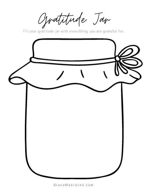 5 Beautiful designs to choose from. Free printable or instant download - no signup required. Pin it. #gratitude #gratitudejar #gratitudejarprintable #freeprintable #freeprintables Jar Printables Free, Jar Template Free Printable, Gratitude Jar Printable, Jam Jar Crafts, Jar Template, Jar Printable, Gratitude Notes, Gratitude Jar, Big Jar