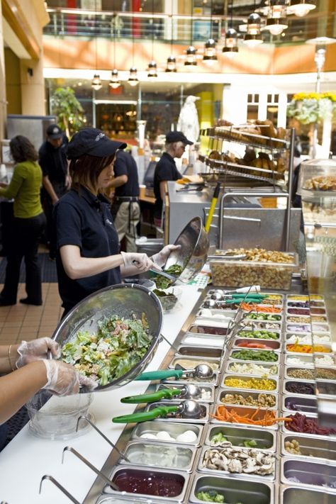 "Best salad bar in downtown Seattle."  Il Fornaio Restaurant, Pacific Place. More places like this are needed everywhere! Salad Bar Restaurants, Salad Packaging, Salad Shop, Juice Bar Design, Pacific Place, Sandwich Bar, Ambrosia Salad, 카페 인테리어 디자인, Eat Salad