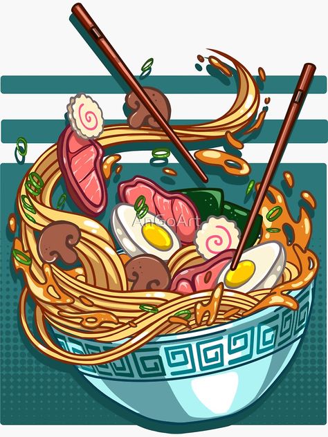 Japanese Ramen Bowl, Photo Kawaii, Noodle Art, Japan Illustration, Food Illustration Art, Fotografi Vintage, Japanese Ramen, Japanese Illustration, Ramen Bowl