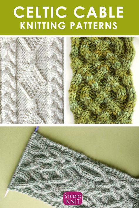 My Lucky Celtic Cable Knitting Patterns are really popular are classic interwoven Irish-inspired designs are sure to delight! #StudioKnit #celticcable #cableknit #celticknit Aran Knit Scarf Pattern, Celtic Knitting Charts, Braided Cable Knit Pattern, Heart Cable Knit Pattern, Cable Patterns Knitting Free, Celtic Cable Knit Patterns, Celtic Knitting Patterns, Knit Stitch Patterns Cables, Cable Knitting Pattern