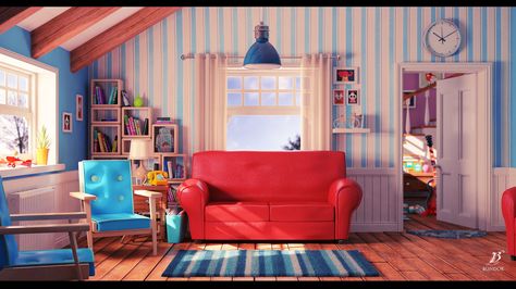 Cartoon  living room, bondok max on ArtStation at https://www.artstation.com/artwork/PGAq3 University Interior Design, Living Room Cartoon, Nestle Pure Life, Room Cartoon, Warehouse Building, 3d Living Room, Bg Design, Living Room Background, Interior Illustration