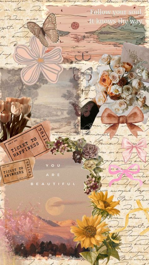 Bows aesthetic wallpaper with vintage vibes Bows Aesthetic, Android Wallpaper Art, Nature Collage, Purple Flowers Wallpaper, Flowery Wallpaper, Dream Anime, Pastel Pink Aesthetic, Art Wallpaper Iphone, Vintage Poster Art