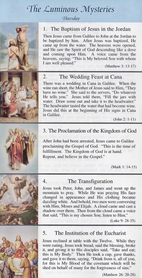 Luminous Mysteries Of The Rosary, Praying The Rosary Catholic, Rosary Guide, Luminous Mysteries, Rosary Mysteries, Rosary Prayers Catholic, Mysteries Of The Rosary, Catholic Prayers Daily, Missing Mom