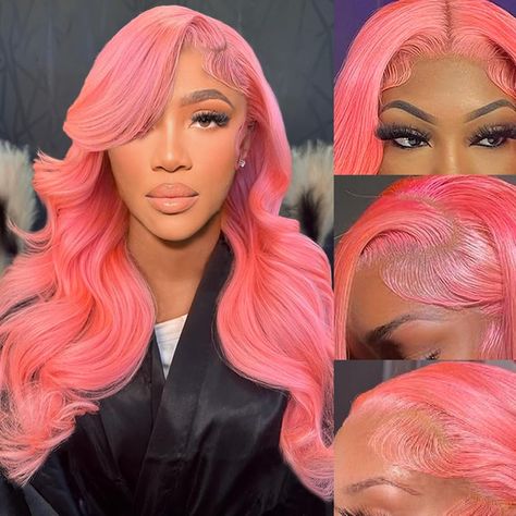 PRICES MAY VARY. 💖Pink Lace Front Wig Human Hair:100% Brazilian Virgin Human Hair That Cut From One Young Donor Directly; Soft, Full, Healthy and Vibrant.No Shedding, No Tangles, Lace Front Wigs Human Hair Beautiful and Shinny Color Perfectly Match All Skins. 💖Pink Body Wave Wig Human Hair:13x4 Pink Wig for Women,Cleaning and Maintenance with Professional Pink Wig Human Hair Pre Plucked Cleaners and Care Products can Keep The Wig Always Shiny and Soft. 💖Pink Wig Human Hair:13x4 Colored Lace F Pink Lace Front Wig, Pink Lace Front, Human Hair Color, Pink Wig, Honey Hair, Pink Body, Hair Brands, Colored Wigs, Wig Human Hair