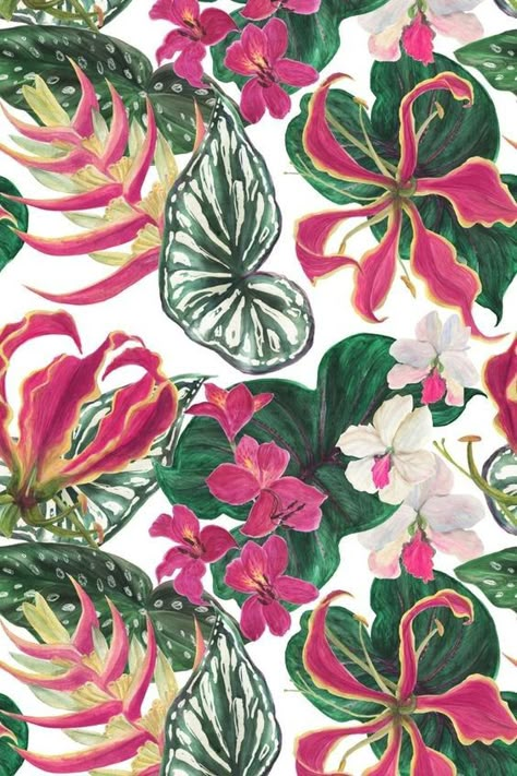 Tropical Prints Pattern, Tropical Flowers Pattern, Tropical Art Print, Jungle Flowers, Watercolor Flowers Pattern, Tropical Painting, Tropical Leaves Pattern, Jungle Pattern, Print Design Art