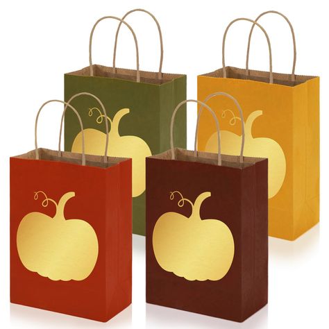 PRICES MAY VARY. Package Includes - You will receive 36pcs kraft paper bags in 4 different designs, 9pcs for each type, sufficient quantity can meet your various needs for daily use and party favors. Delicate Design - The gift bags are printed with gold pumpkin, and taking classic fall colors as the background, green, orange, red and brown, festive and attractive, perfect for gift wrapping, especially for autumn holiday. Quality Material - The gift bags are made of good quality kraft paper, bags Teacher Fall Gifts, Fall Gift Bags, Gold Pumpkin, Autumn Holiday, Gold Pumpkins, Background Green, Pumpkin Candy, Birthday Supplies, Party Gift Bags