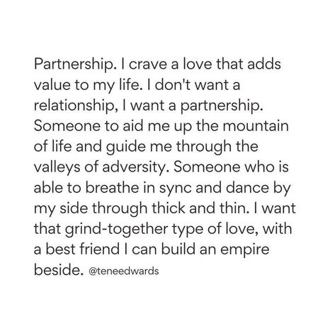 Lewis Howes on Instagram: “This type of love speaks to me. Are you with me? One where we add value to each other in such a way where there is added peace, freedom…” Building An Empire Quotes Relationships, I Know What I Want Quotes Relationships, In Sync With Someone Quotes, I Want A Partnership Not A Relationship, I Crave Love Quotes, Don’t Want A Relationship Quotes, Want A Real Relationship Quotes, Building A Future Together Quotes, The Type Of Love I Want